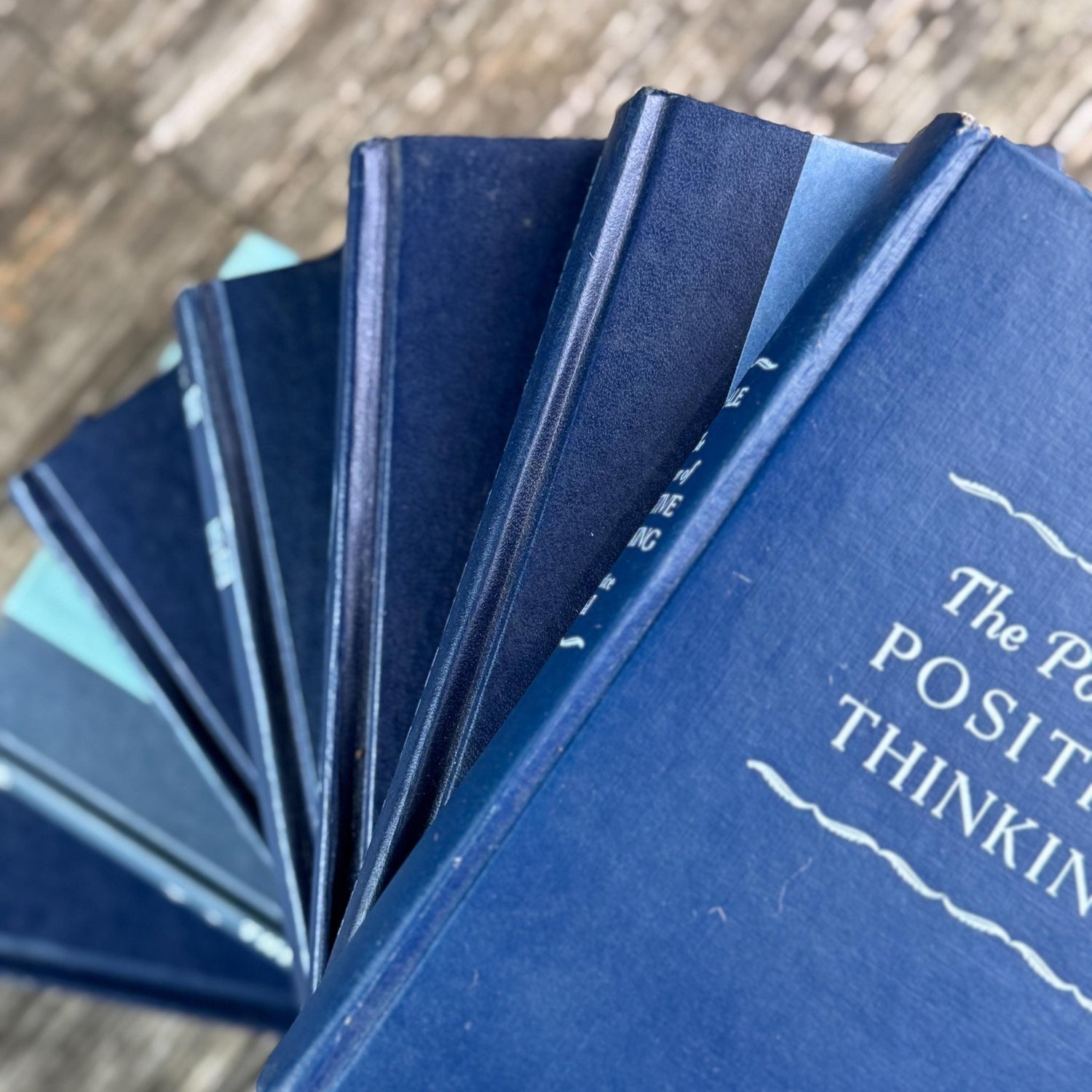 Vintage Indigo Navy Blue Retro Book Set for Shelf Styling - Pretty Old Books