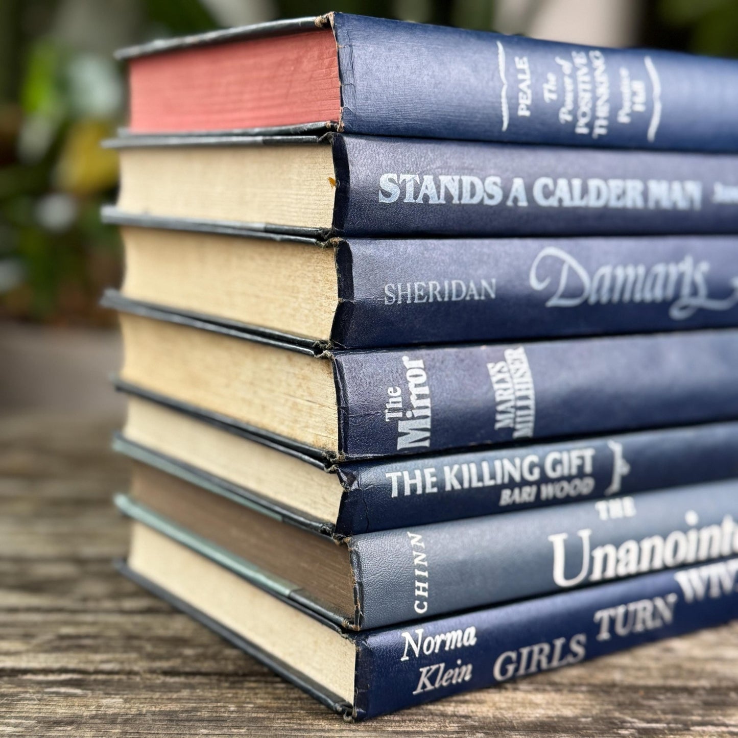 Vintage Indigo Navy Blue Retro Book Set for Shelf Styling - Pretty Old Books