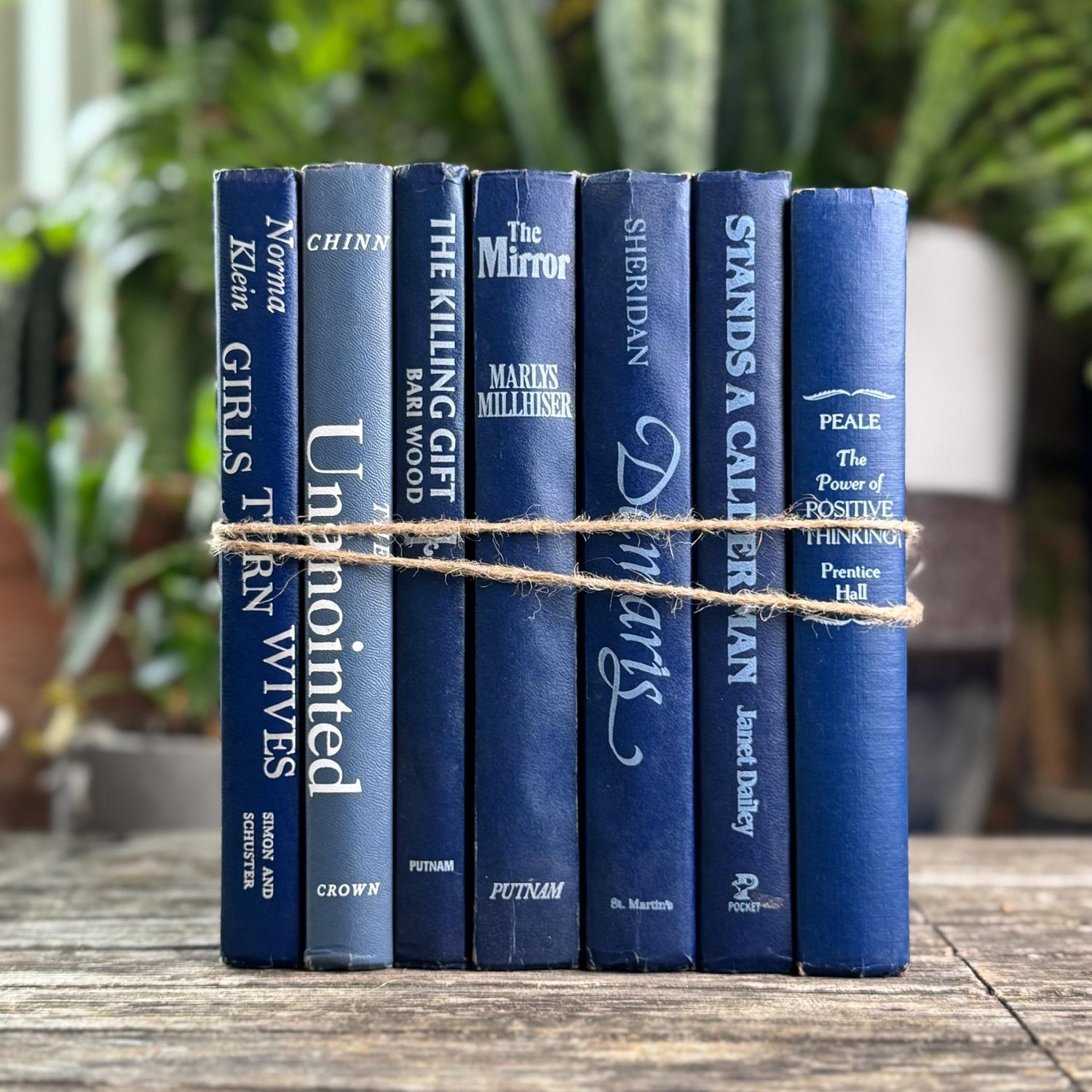 Vintage Indigo Navy Blue Retro Book Set for Shelf Styling - Pretty Old Books