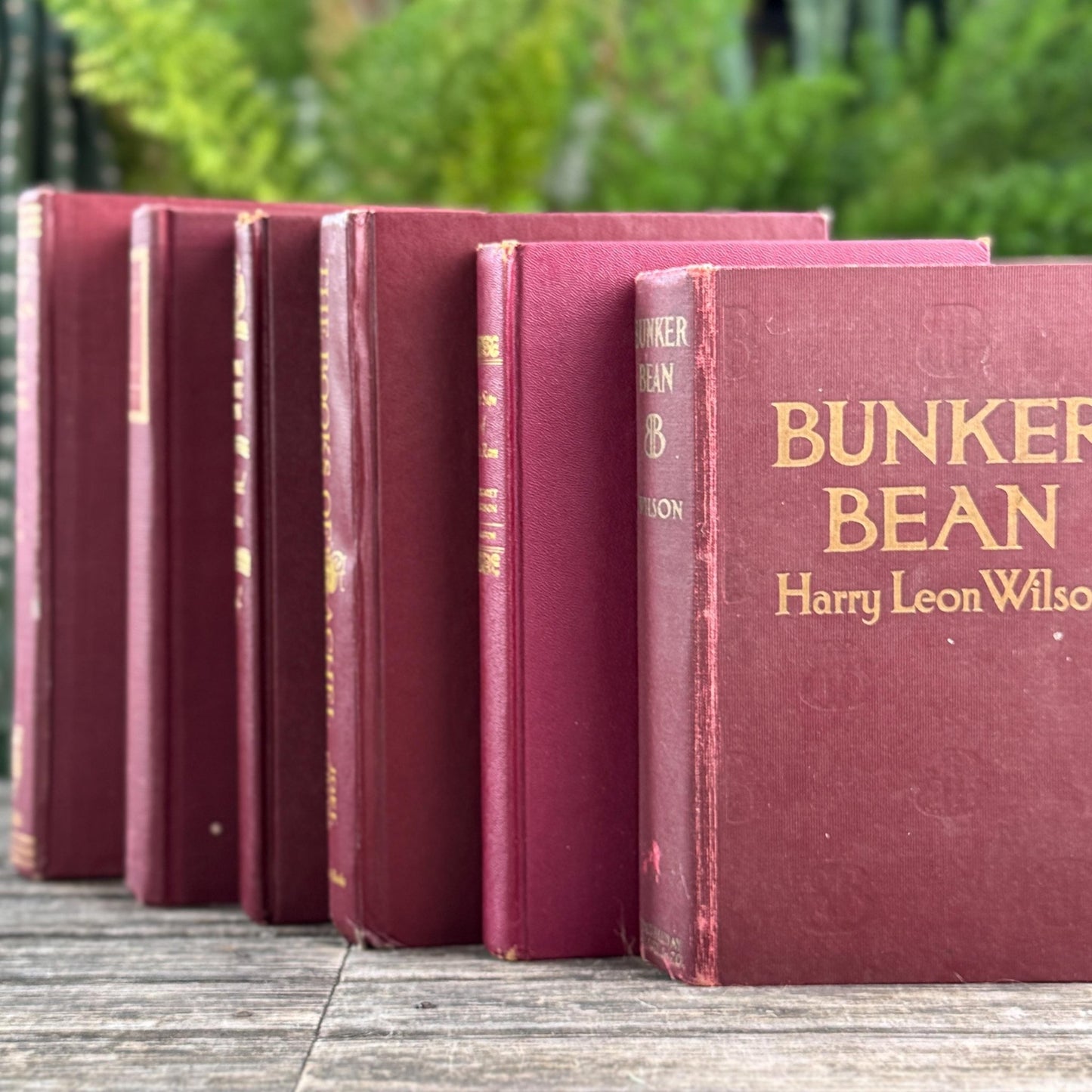 Vintage Maroon Red and Gold Book Set, Books By Color for Shelf Styling - Pretty Old Books