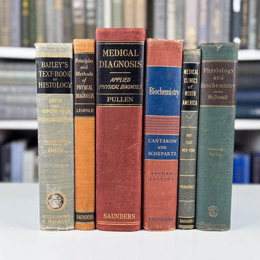 Vintage Medical Textbook Book Bundle, Mid Century Modern Medical School Books for Shelf Styling - Pretty Old Books