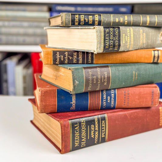 Vintage Medical Textbook Book Bundle, Mid Century Modern Medical School Books for Shelf Styling - Pretty Old Books