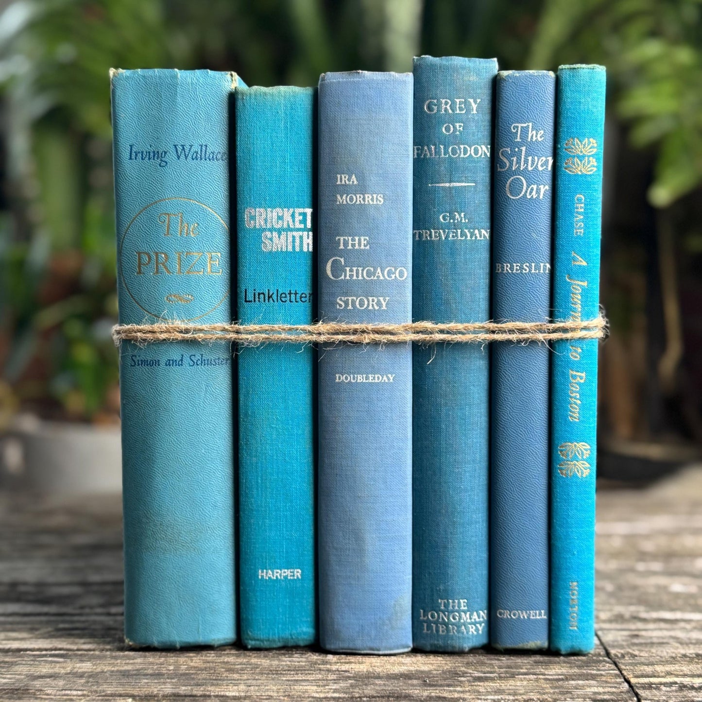 Vintage Mid - Century Aqua and Light Blue Books for Shelf Styling - Pretty Old Books