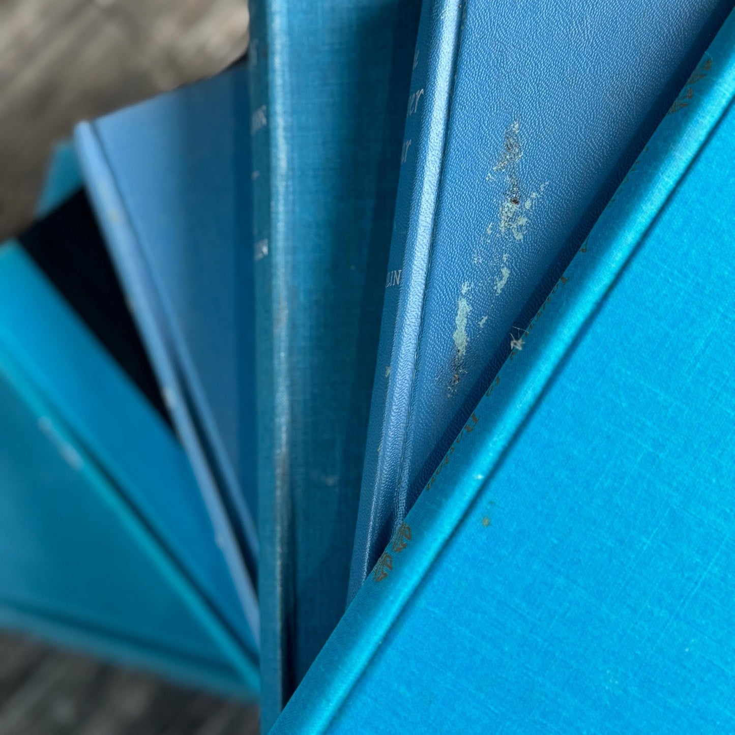 Vintage Mid - Century Aqua and Light Blue Books for Shelf Styling - Pretty Old Books