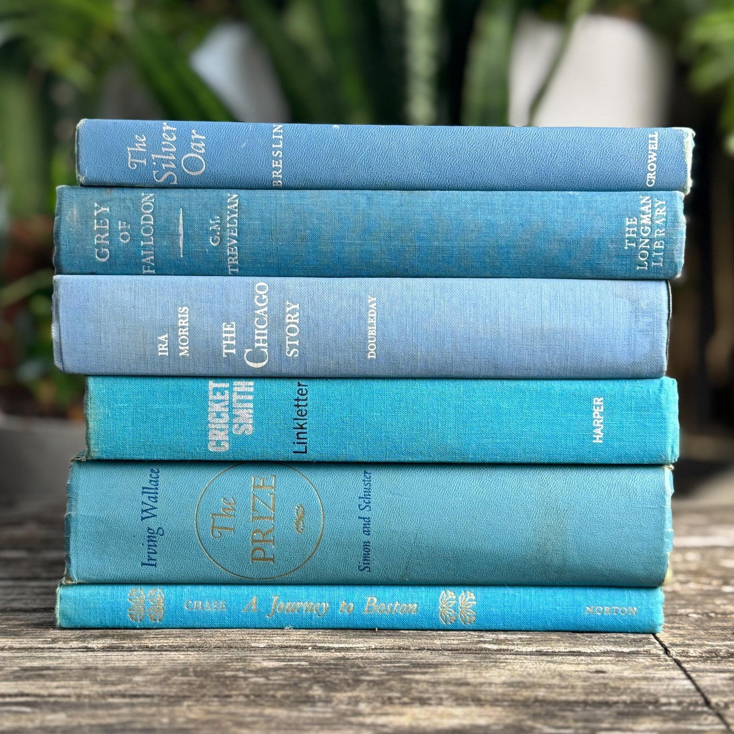 Vintage Mid - Century Aqua and Light Blue Books for Shelf Styling - Pretty Old Books
