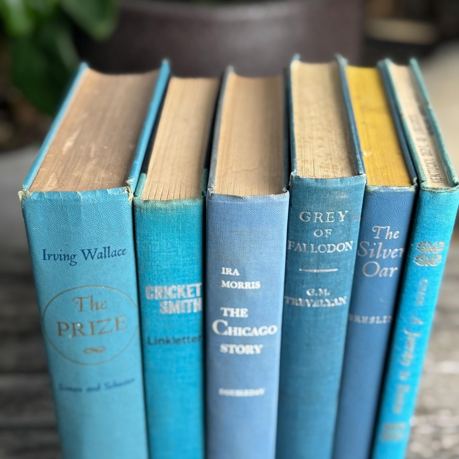 Vintage Mid - Century Aqua and Light Blue Books for Shelf Styling - Pretty Old Books