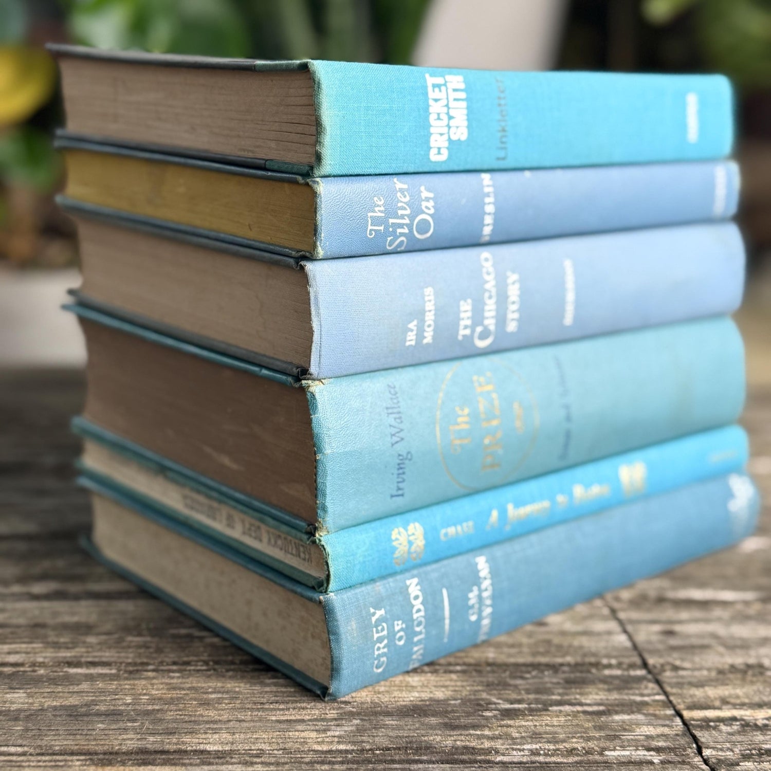 Vintage Mid - Century Aqua and Light Blue Books for Shelf Styling - Pretty Old Books