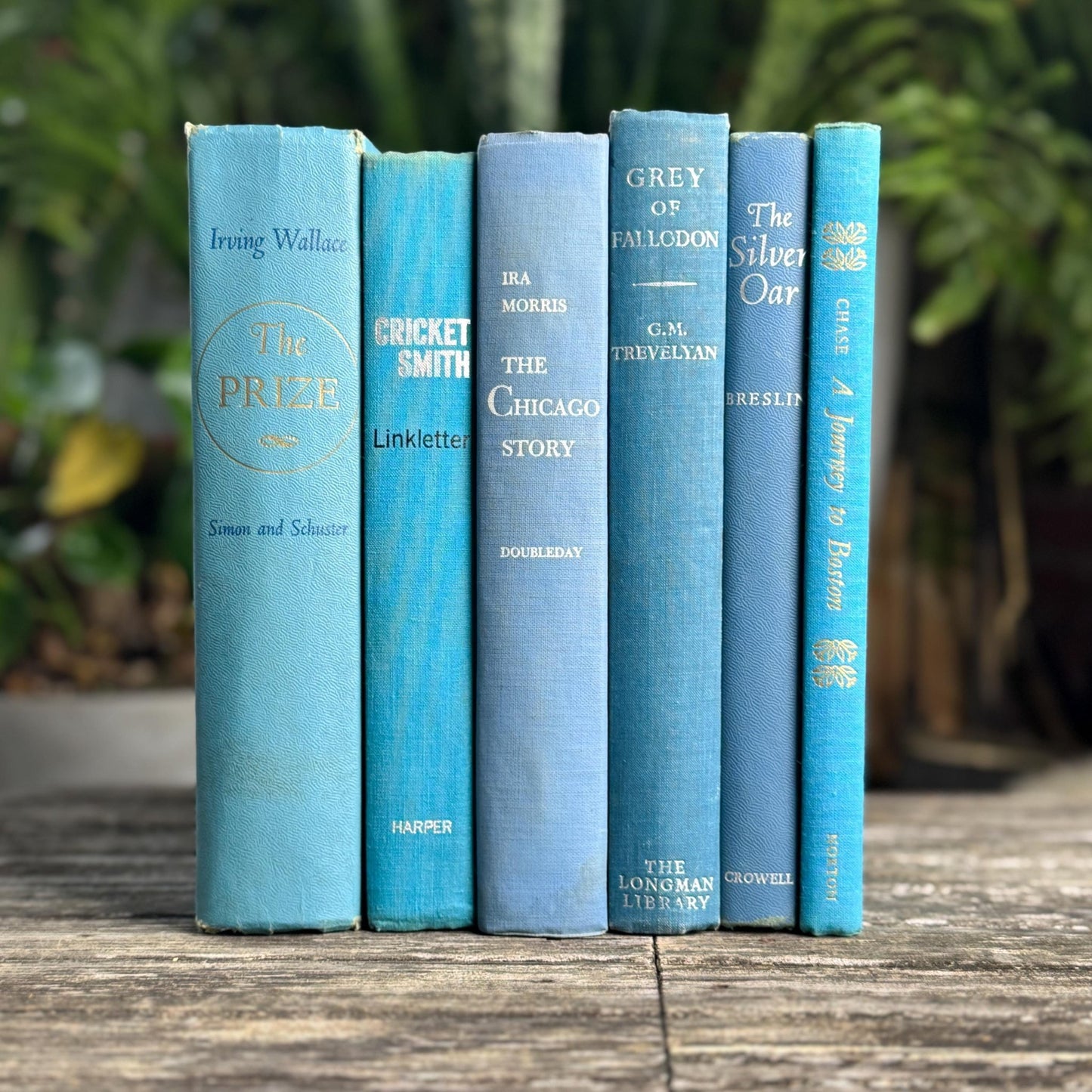 Vintage Mid - Century Aqua and Light Blue Books for Shelf Styling - Pretty Old Books