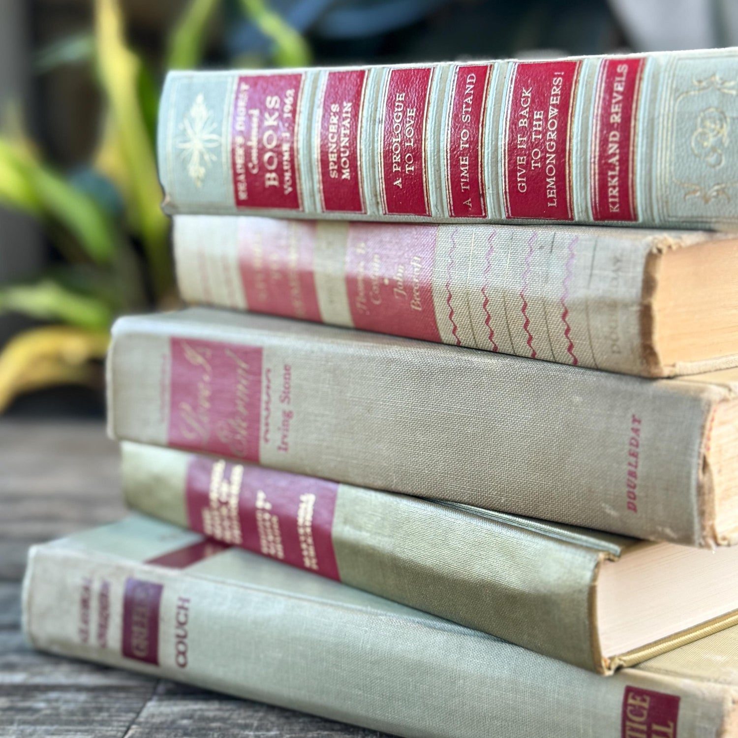 Vintage Mid Century Book Bundle in Beige and Red - Pretty Old Books
