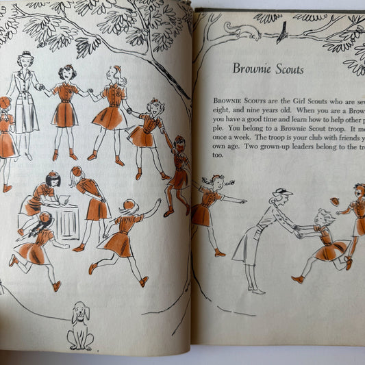 Vintage Mid Century Brownie Scout Handbook, 1957, Girl Scout Guide Hardcover - Pretty Old Books