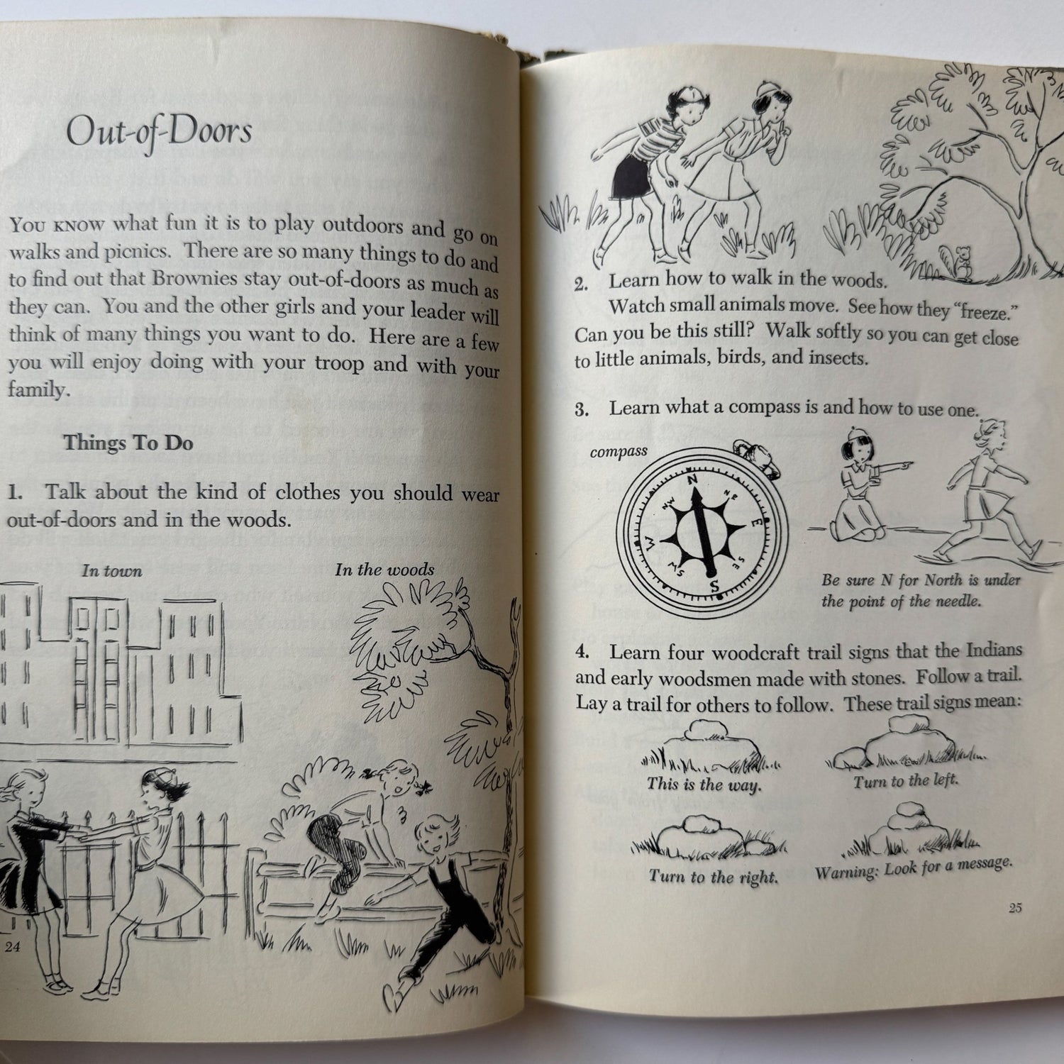 Vintage Mid Century Brownie Scout Handbook, 1957, Girl Scout Guide Hardcover - Pretty Old Books