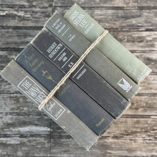 Vintage Mixed Gray Mid Century Books for Shelf Styling - Pretty Old Books