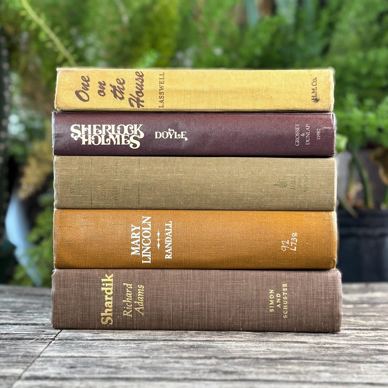 Vintage Mustard and Brown Books for Retro Shelf Styling - Pretty Old Books