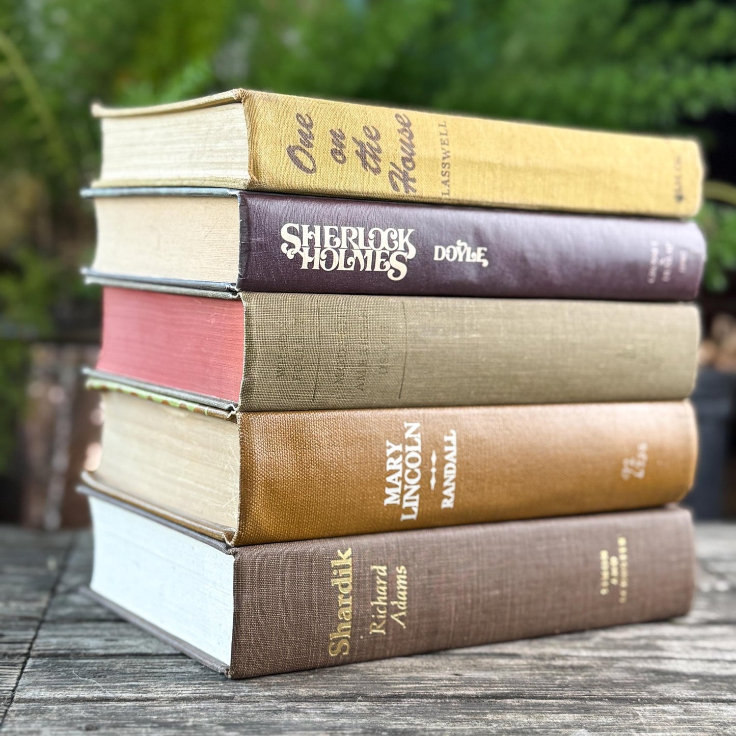 Vintage Mustard and Brown Books for Retro Shelf Styling - Pretty Old Books