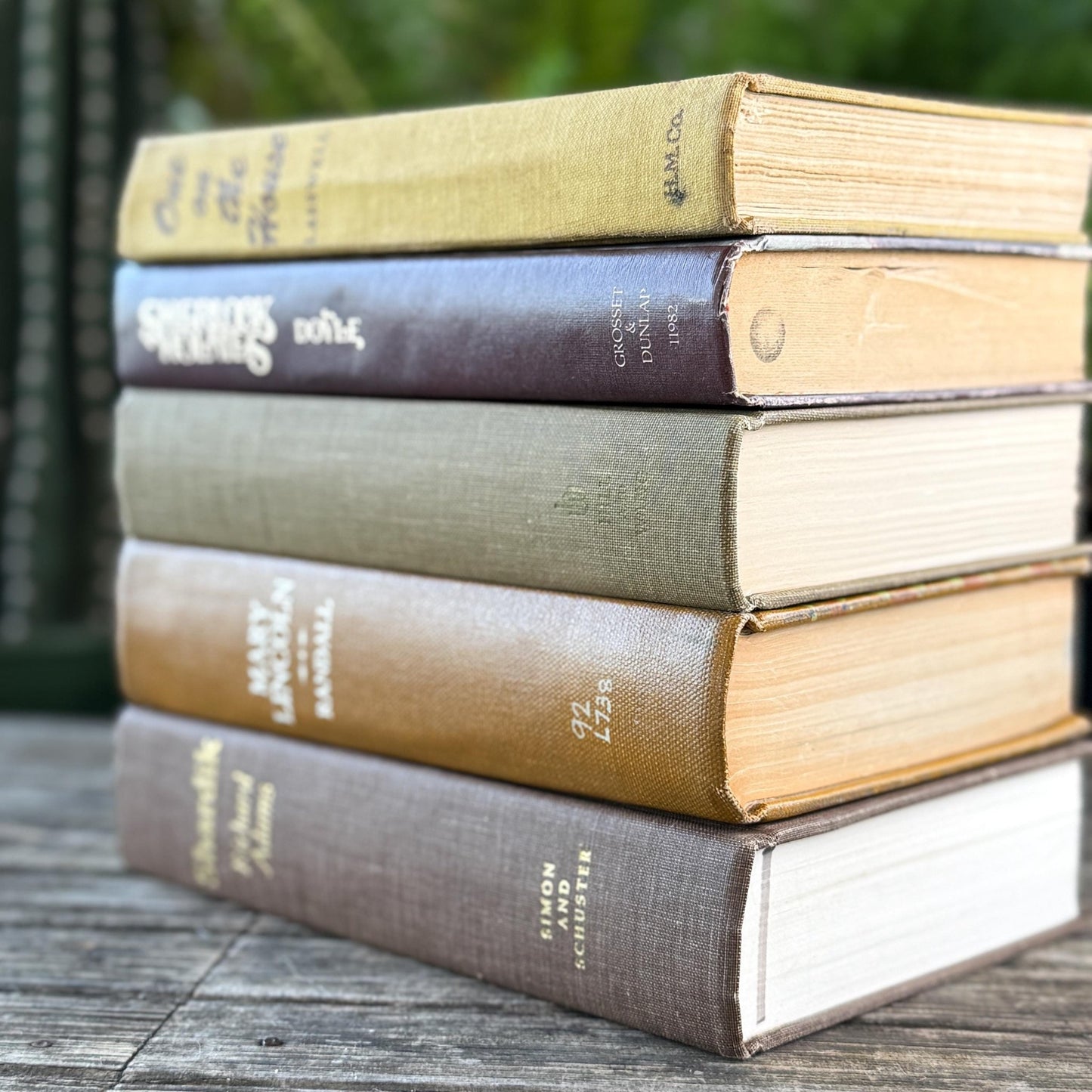 Vintage Mustard and Brown Books for Retro Shelf Styling - Pretty Old Books