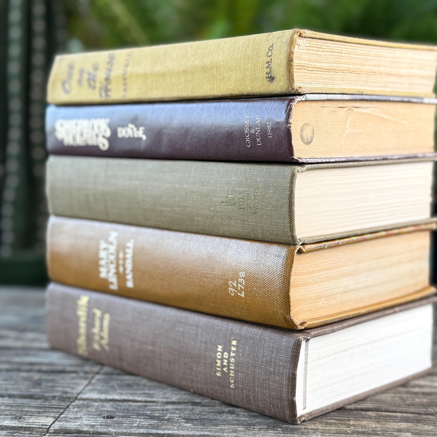 Vintage Mustard and Brown Books for Retro Shelf Styling - Pretty Old Books