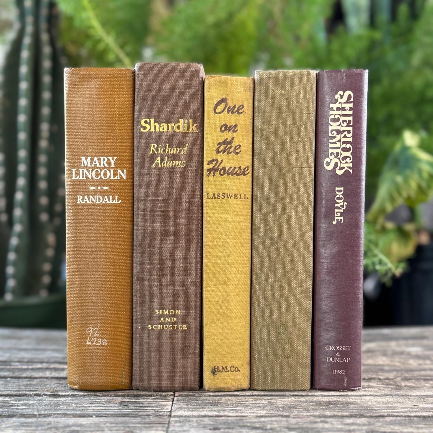 Vintage Mustard and Brown Books for Retro Shelf Styling - Pretty Old Books