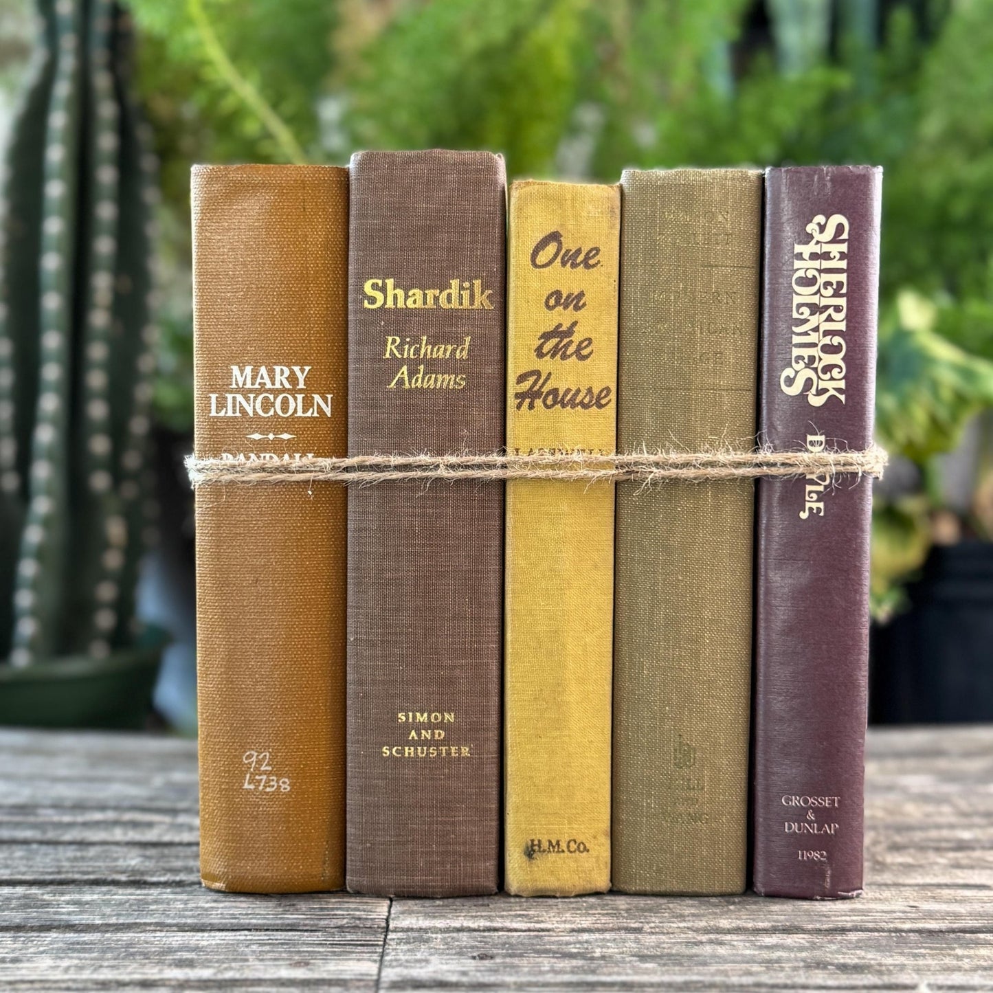 Vintage Mustard and Brown Books for Retro Shelf Styling - Pretty Old Books