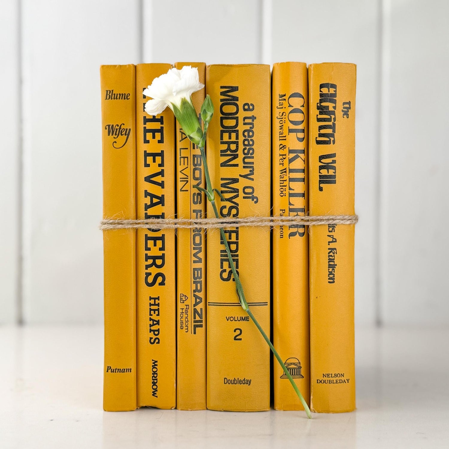 Vintage Mustard Goldenrod Yellow and Black Book Set for Retro 1970s Shelf Styling - Pretty Old Books
