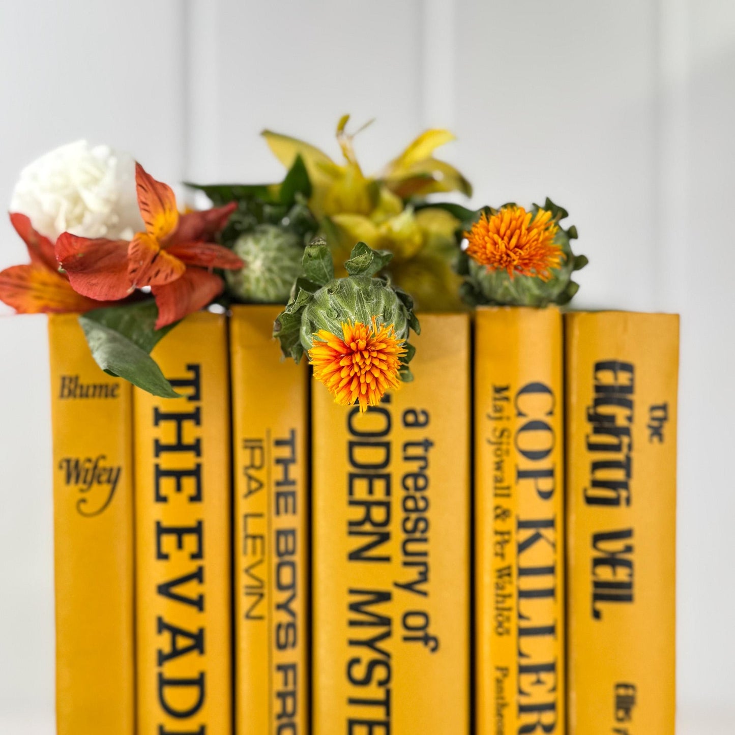 Vintage Mustard Goldenrod Yellow and Black Book Set for Retro 1970s Shelf Styling - Pretty Old Books