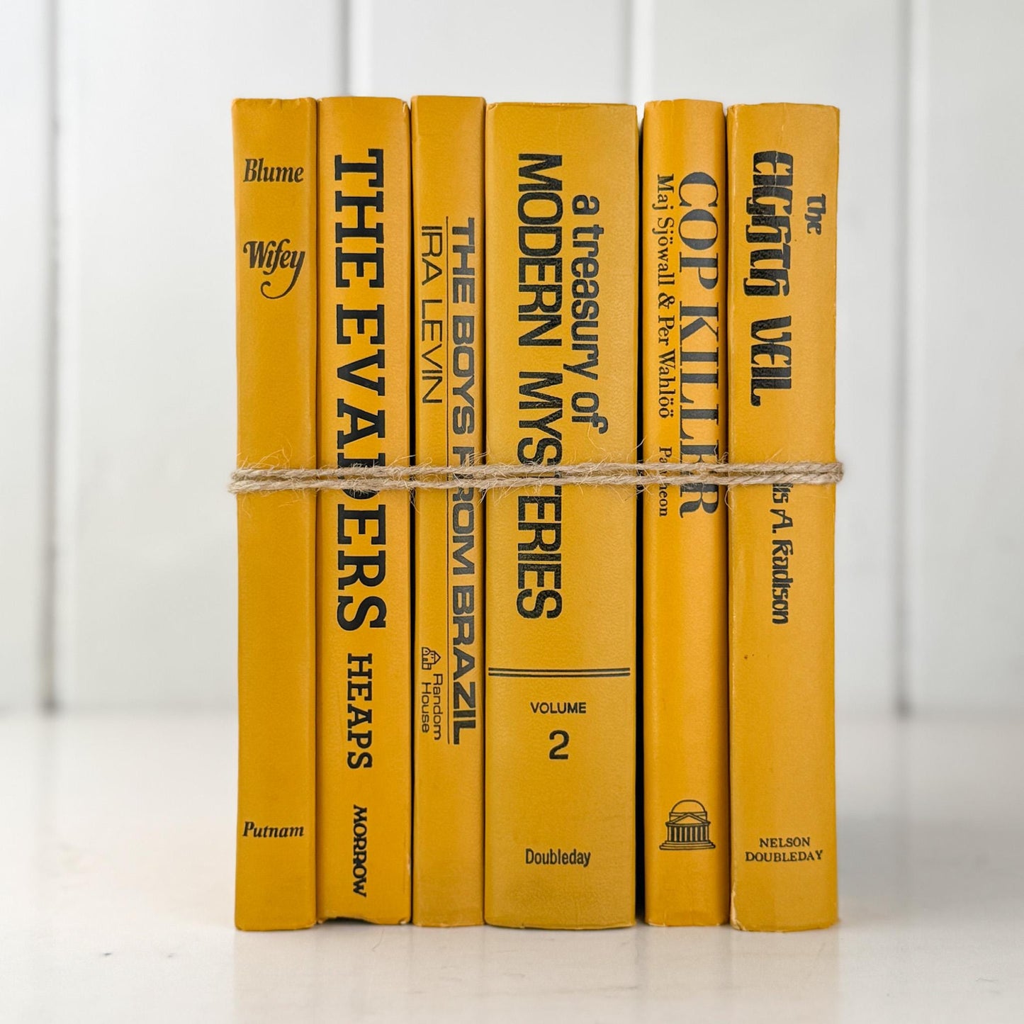 Vintage Mustard Goldenrod Yellow and Black Book Set for Retro 1970s Shelf Styling - Pretty Old Books