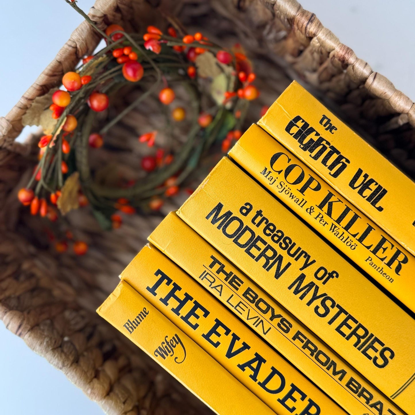 Vintage Mustard Goldenrod Yellow and Black Book Set for Retro 1970s Shelf Styling - Pretty Old Books
