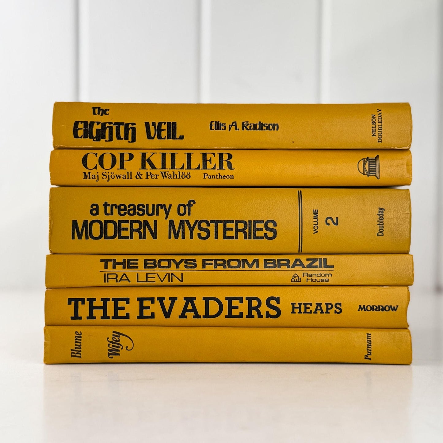 Vintage Mustard Goldenrod Yellow and Black Book Set for Retro 1970s Shelf Styling - Pretty Old Books