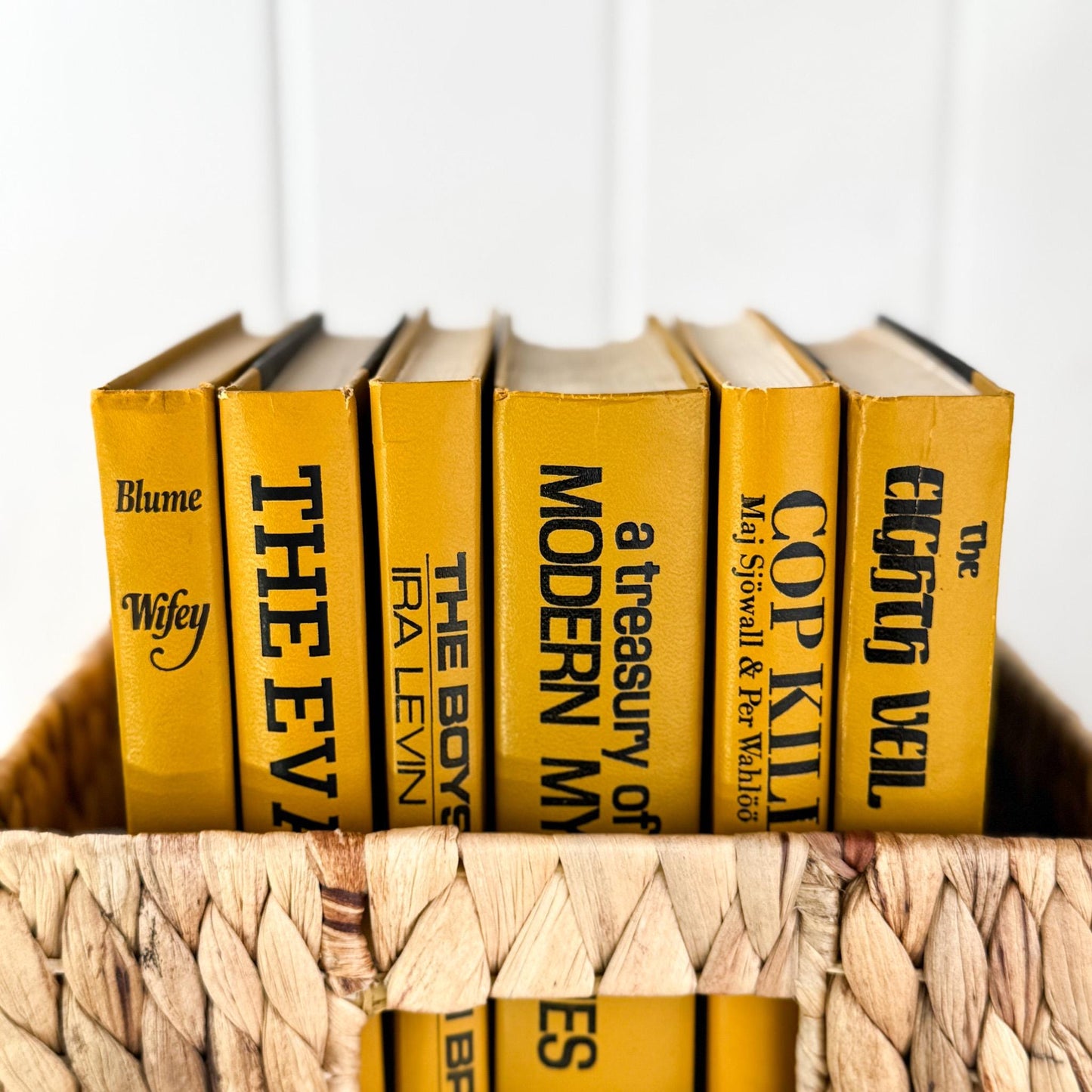 Vintage Mustard Goldenrod Yellow and Black Book Set for Retro 1970s Shelf Styling - Pretty Old Books