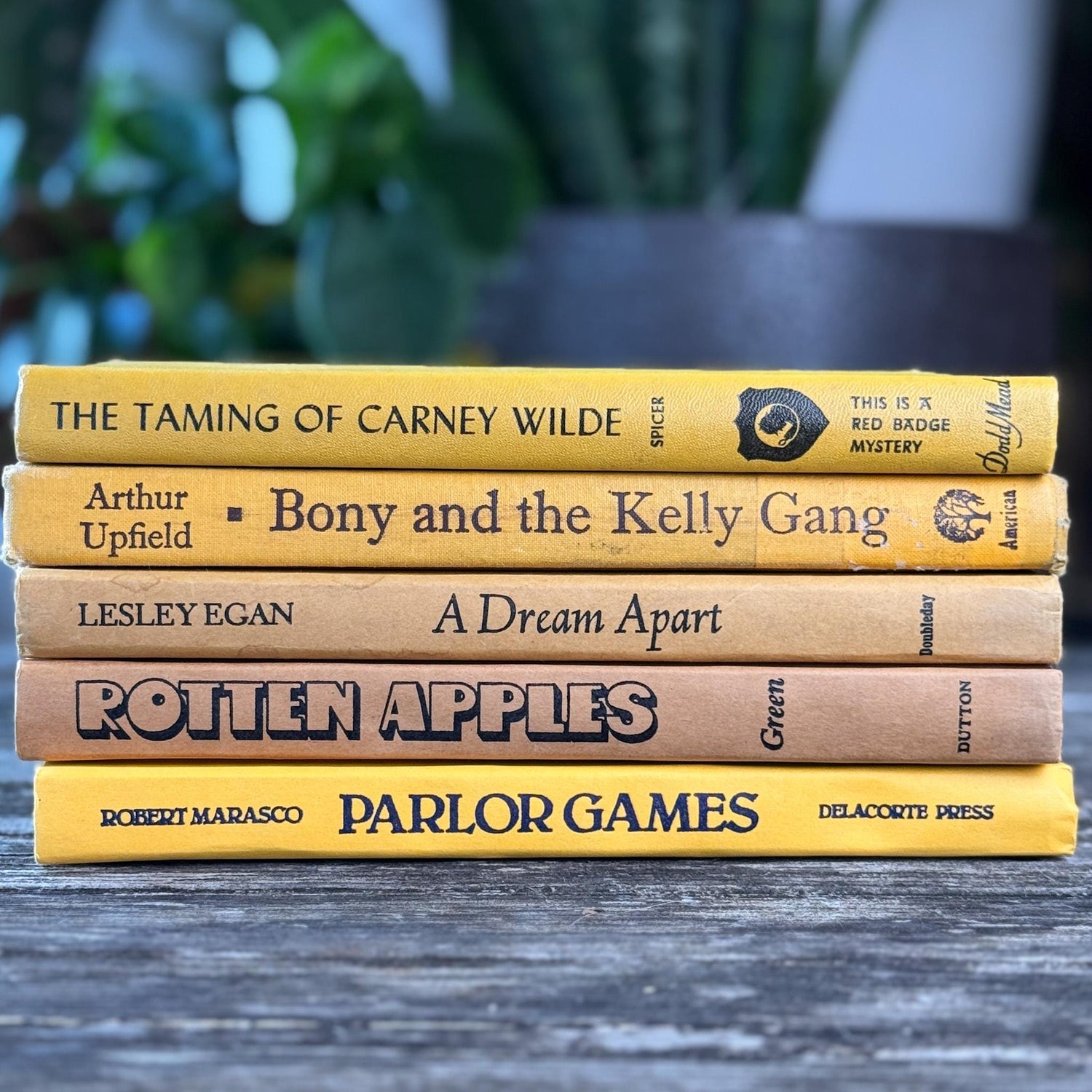 Vintage Mustard Yellow Books for Retro 1960s Shelf Decor - Pretty Old Books