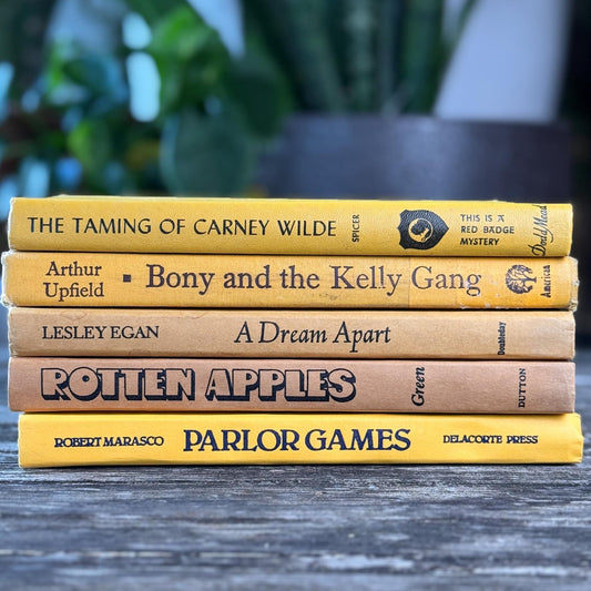 Vintage Mustard Yellow Books for Retro 1960s Shelf Decor - Pretty Old Books