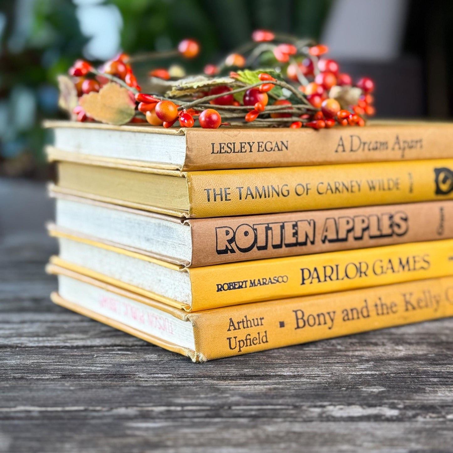 Vintage Mustard Yellow Books for Retro 1960s Shelf Decor - Pretty Old Books
