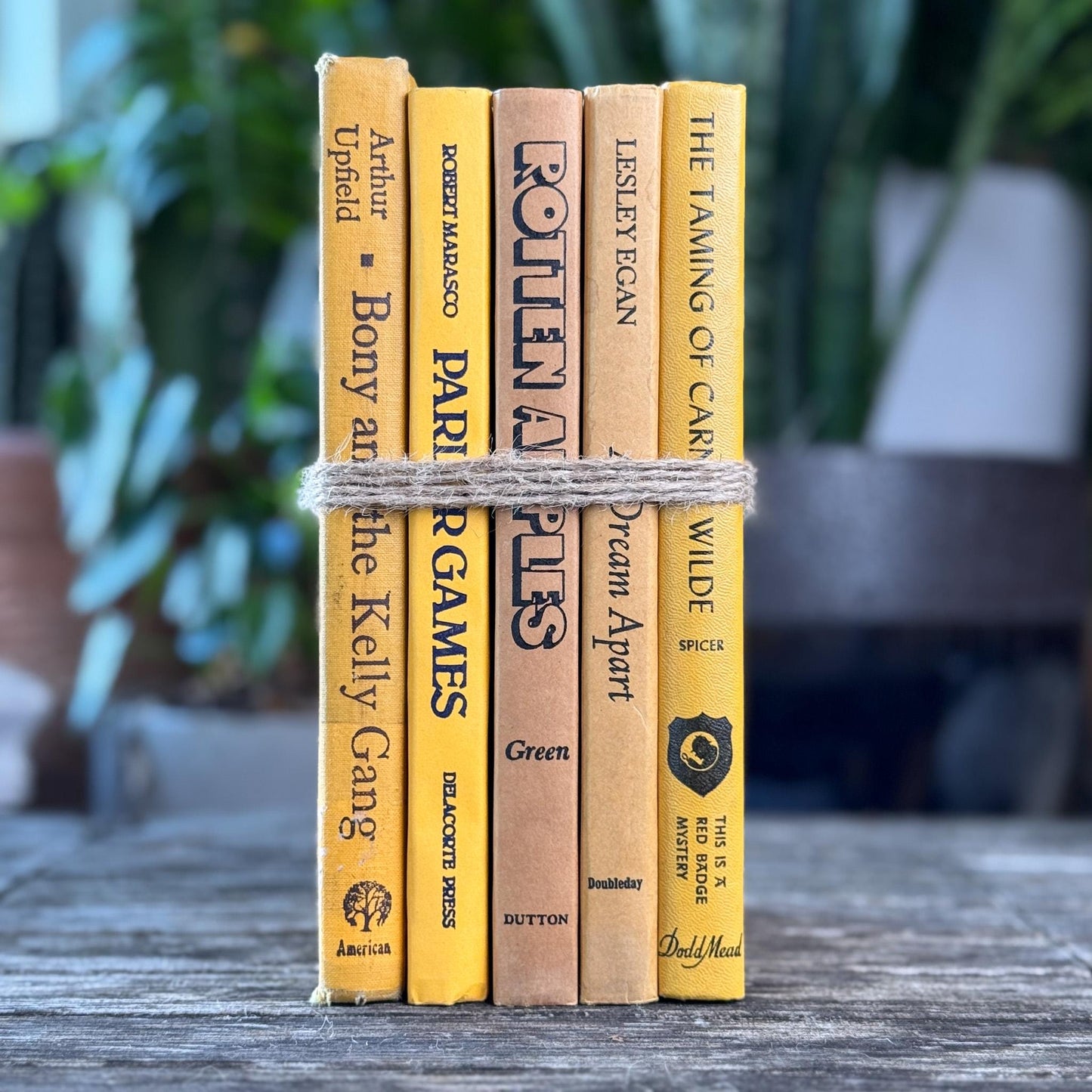 Vintage Mustard Yellow Books for Retro 1960s Shelf Decor - Pretty Old Books