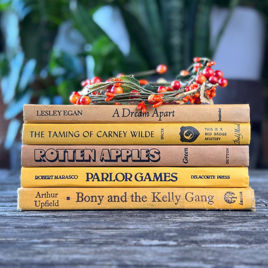 Vintage Mustard Yellow Books for Retro 1960s Shelf Decor - Pretty Old Books