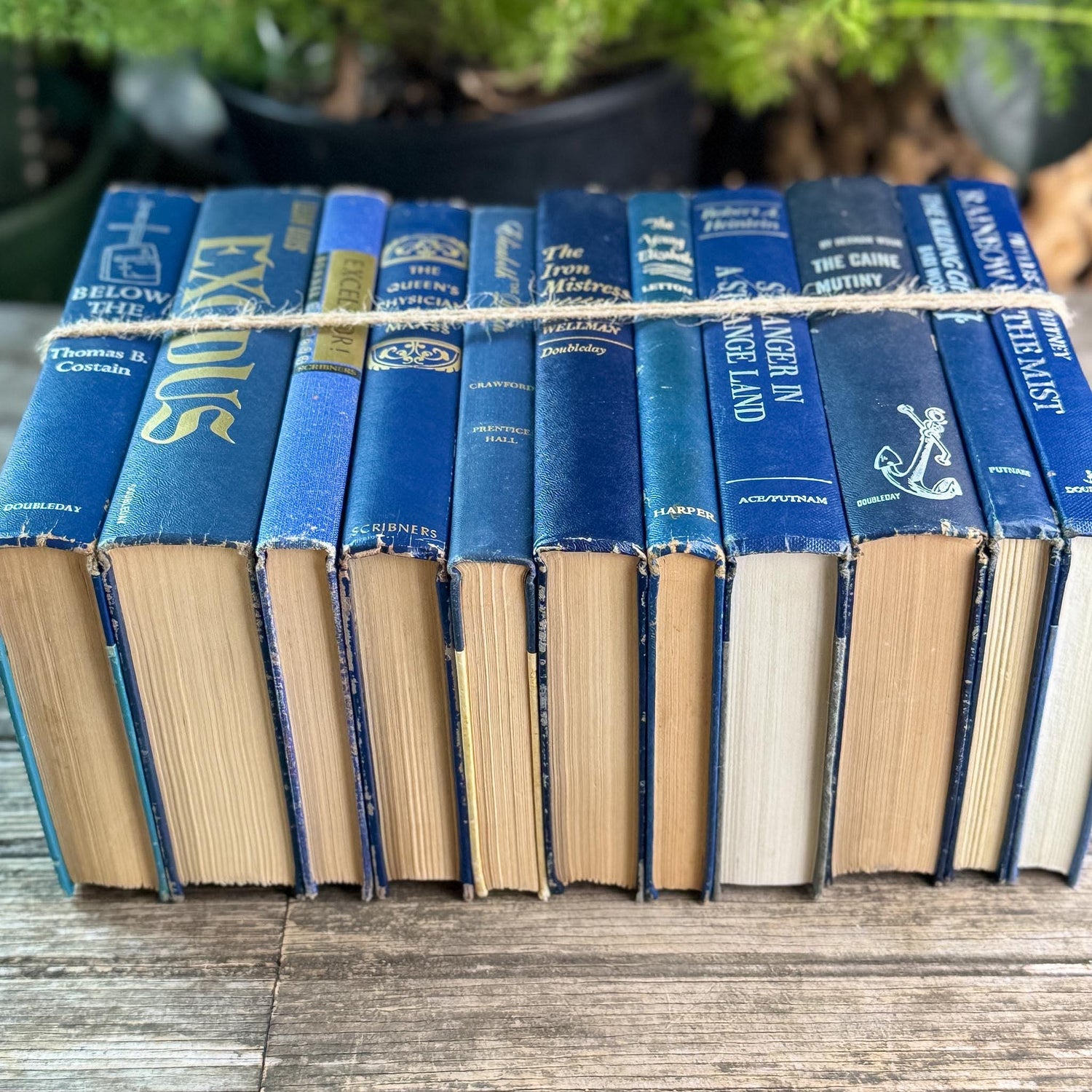 Vintage Navy Blue Book Set for Shelf Styling - Pretty Old Books