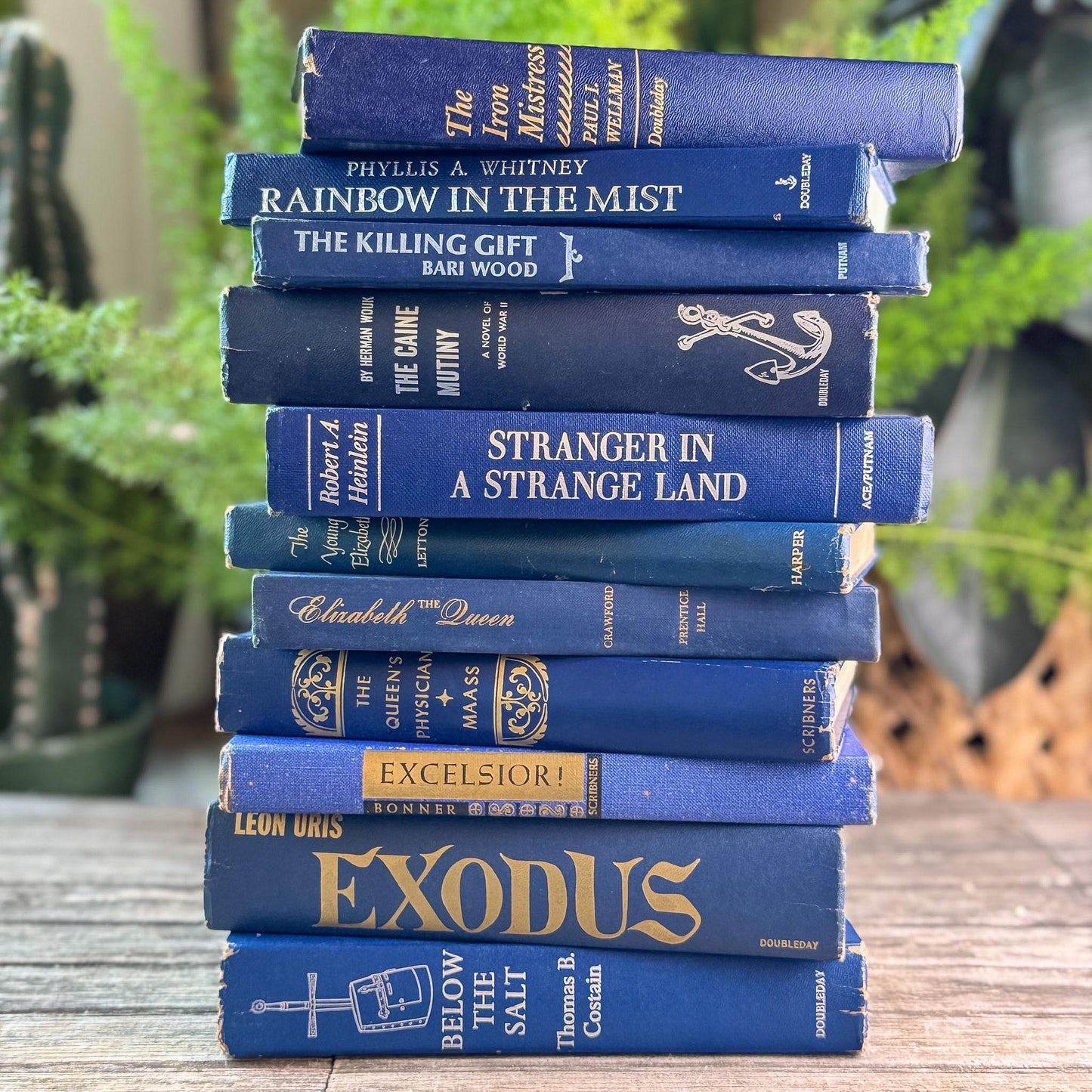 Vintage Navy Blue Book Set for Shelf Styling - Pretty Old Books