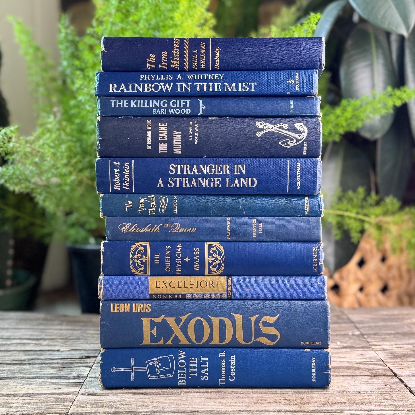 Vintage Navy Blue Book Set for Shelf Styling - Pretty Old Books