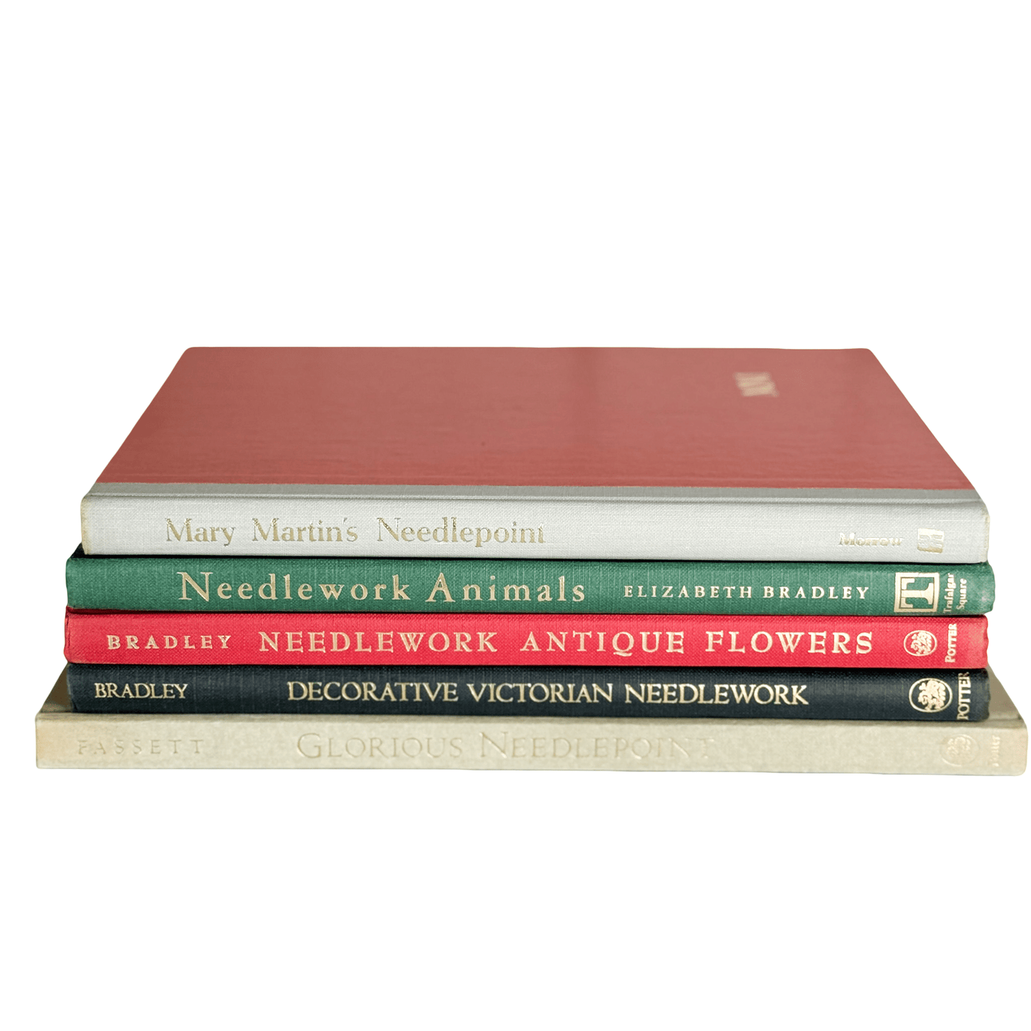 Vintage Needlepoint Coffee Table Book Bundle - Pretty Old Books