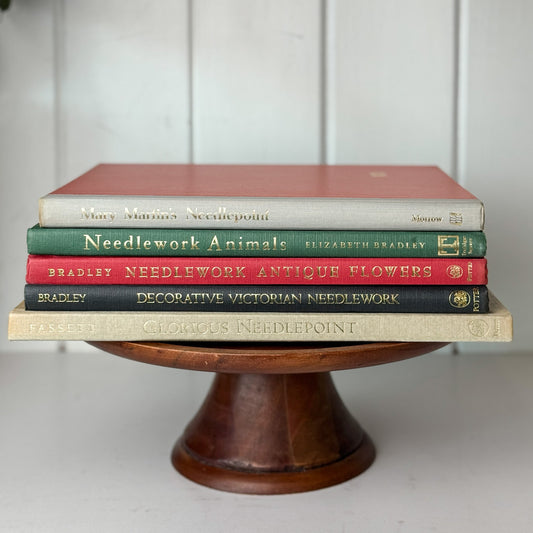 Vintage Needlepoint Coffee Table Book Bundle - Pretty Old Books