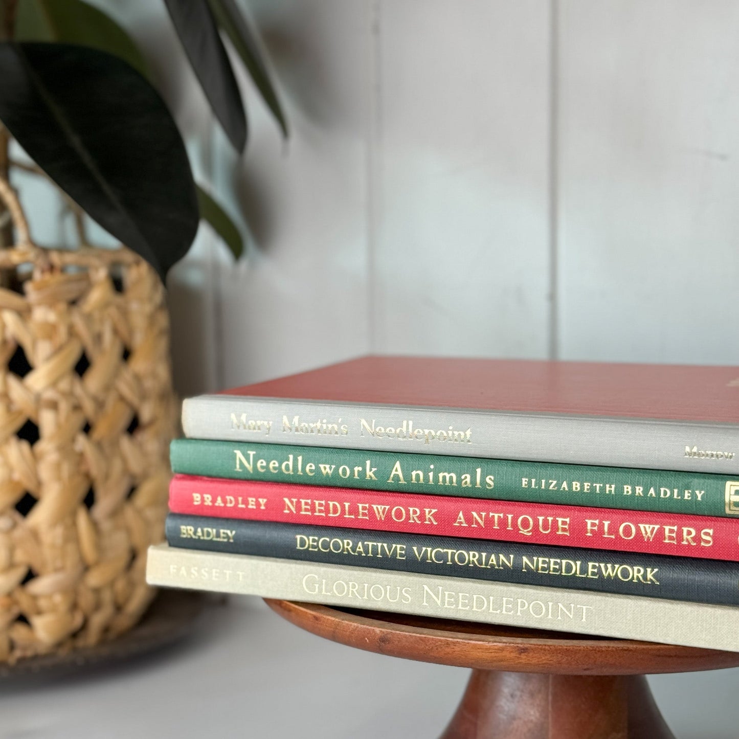 Vintage Needlepoint Coffee Table Book Bundle - Pretty Old Books