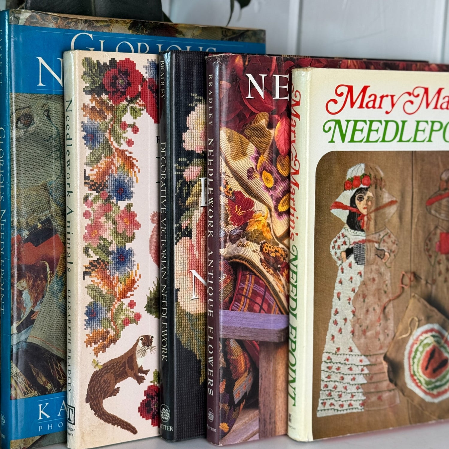 Vintage Needlepoint Coffee Table Book Bundle - Pretty Old Books