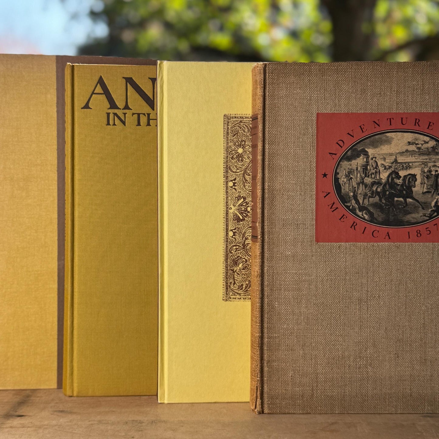 Vintage Neutral Coffee Table Book Bundle in Taupe, Brown, and Goldenrod - Pretty Old Books