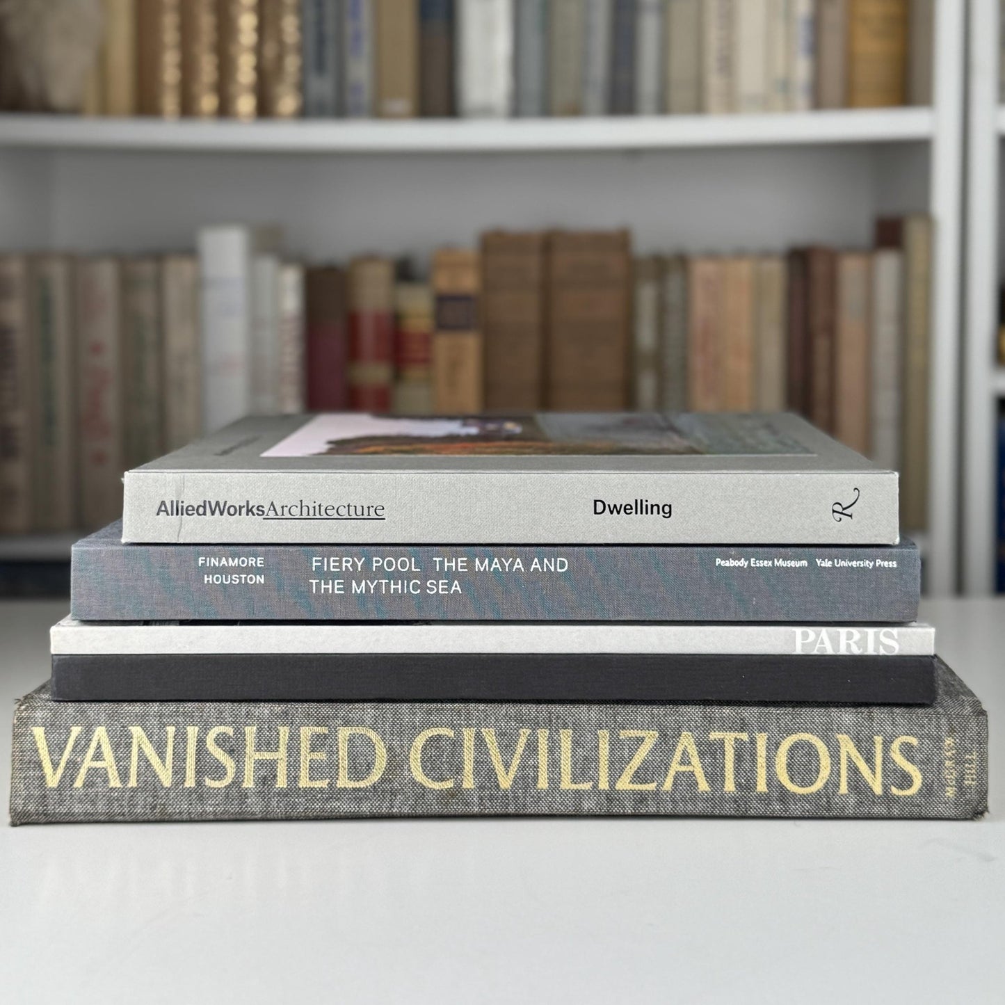 Vintage Neutral Gray Black White Coffee Table Book Bundle - Pretty Old Books