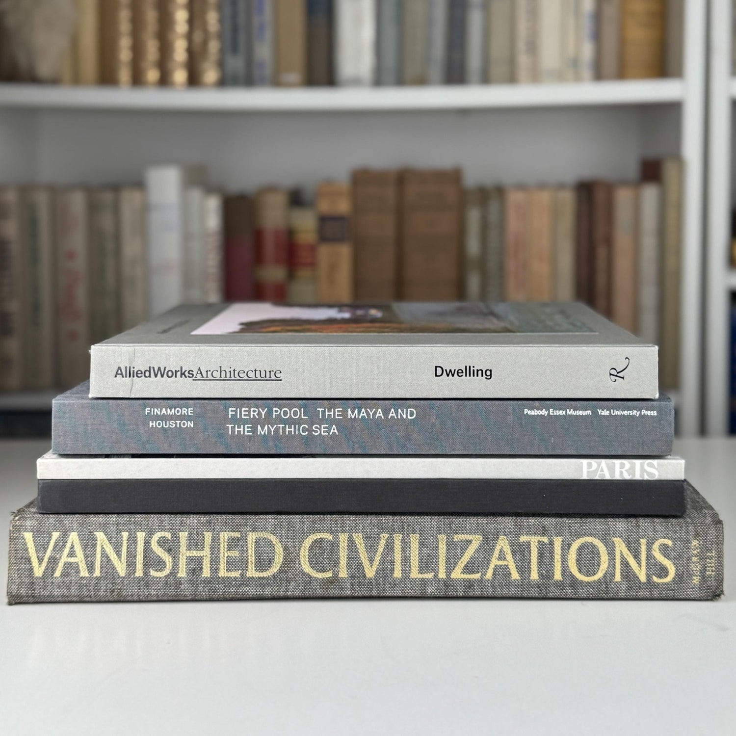 Vintage Neutral Gray Black White Coffee Table Book Bundle - Pretty Old Books