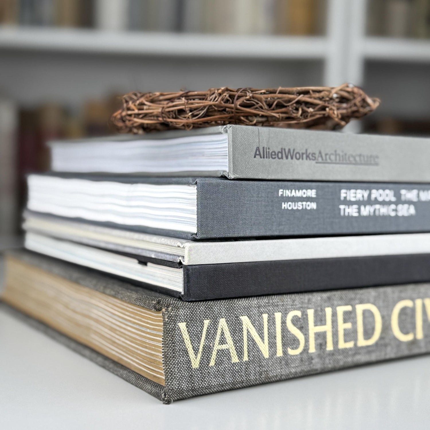 Vintage Neutral Gray Black White Coffee Table Book Bundle - Pretty Old Books
