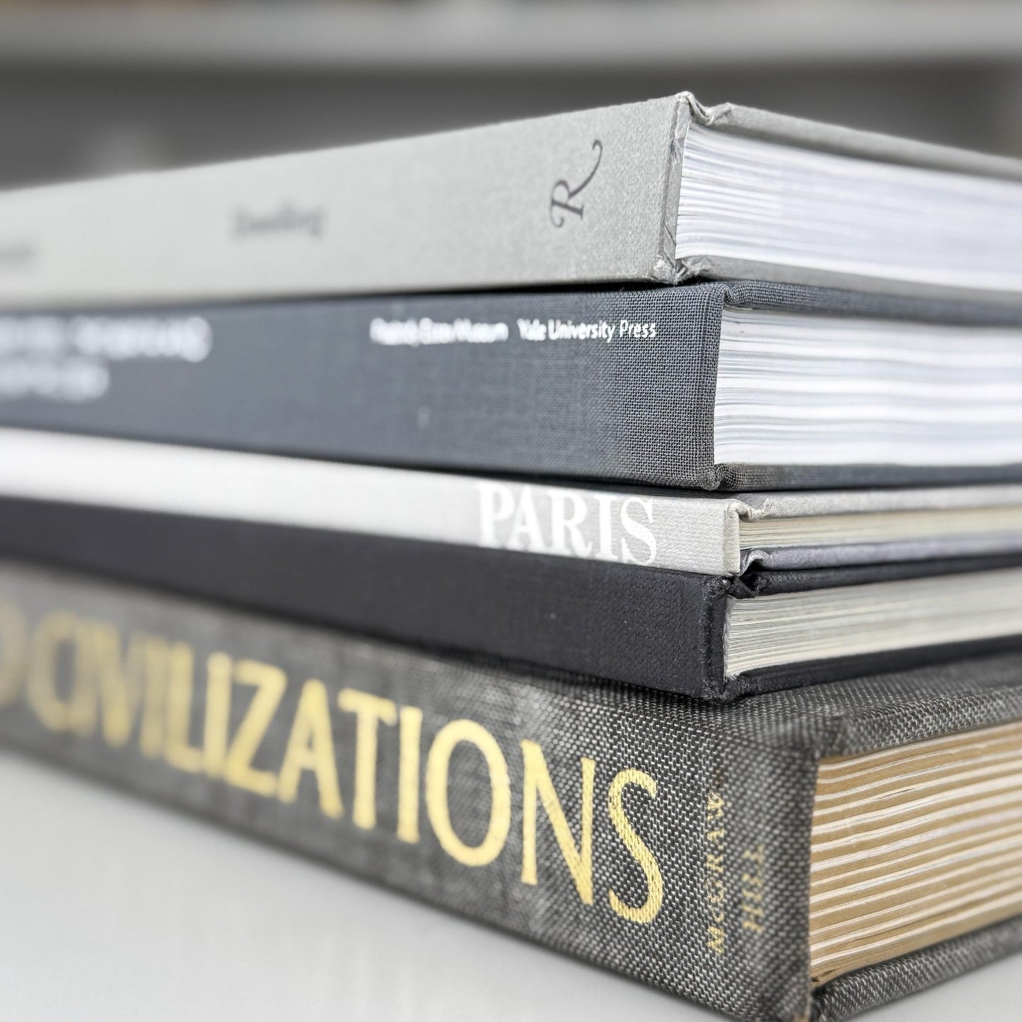 Vintage Neutral Gray Black White Coffee Table Book Bundle - Pretty Old Books