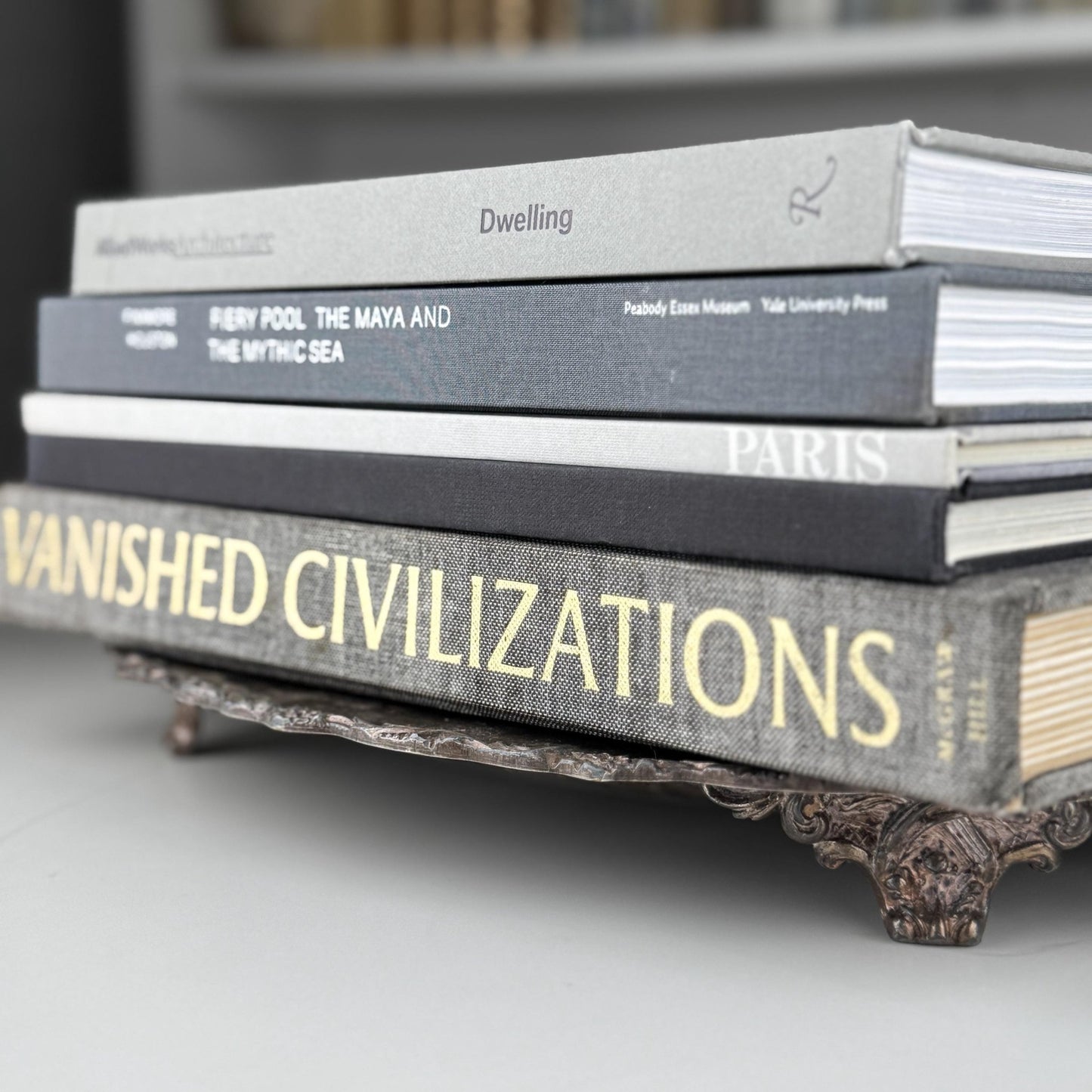 Vintage Neutral Gray Black White Coffee Table Book Bundle - Pretty Old Books