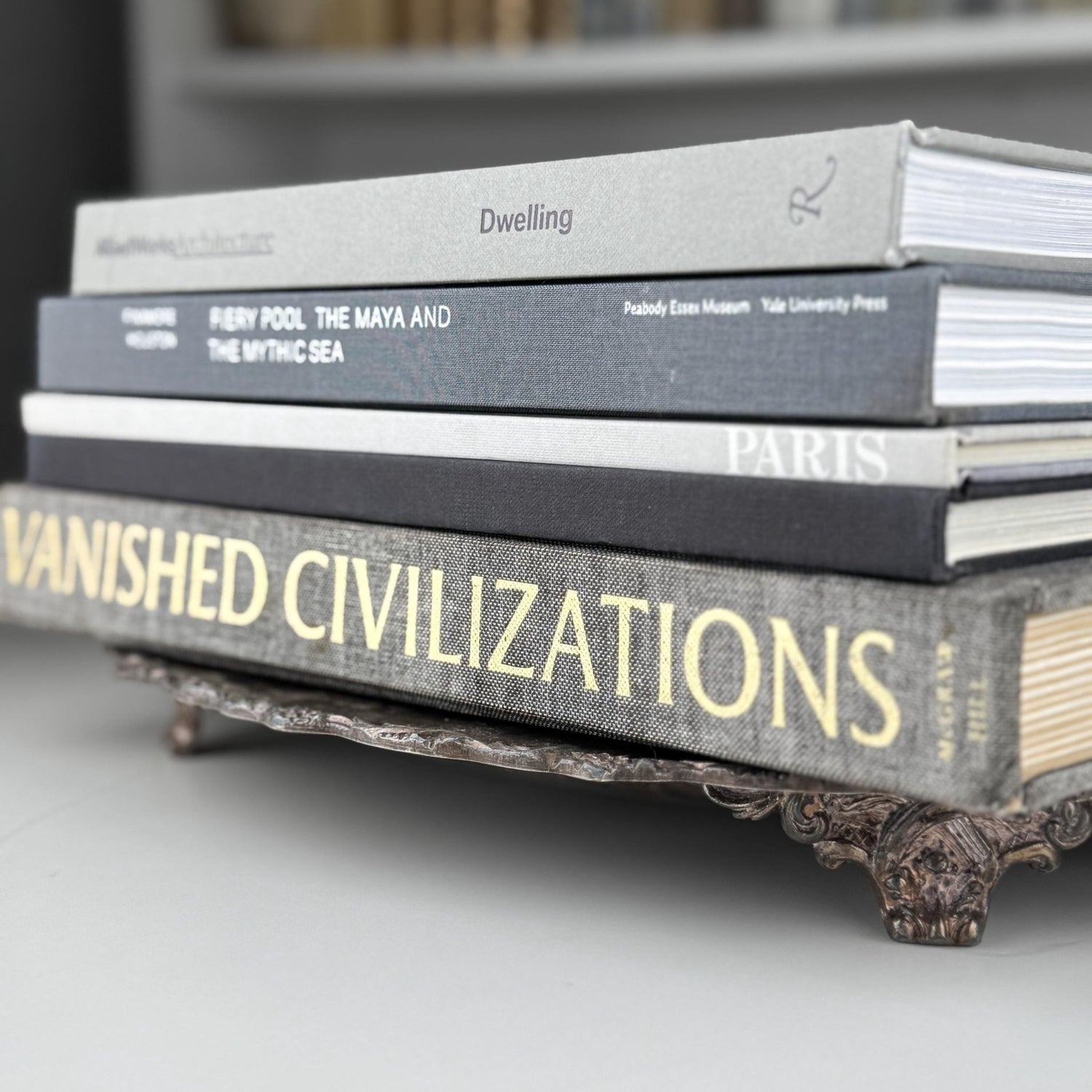 Vintage Neutral Gray Black White Coffee Table Book Bundle - Pretty Old Books