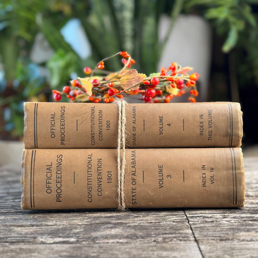 Vintage Neutral Tan Alabama Book Set, 1940s - Pretty Old Books