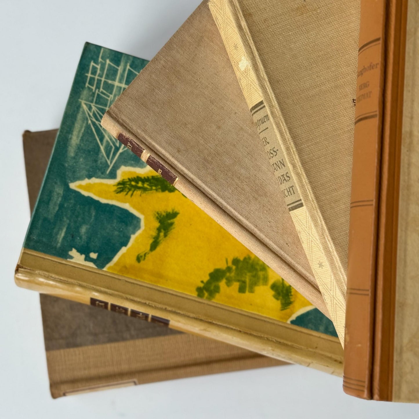 Vintage Neutral Tan Minimalist European and American Book Set for Bookshelf Decor - Pretty Old Books