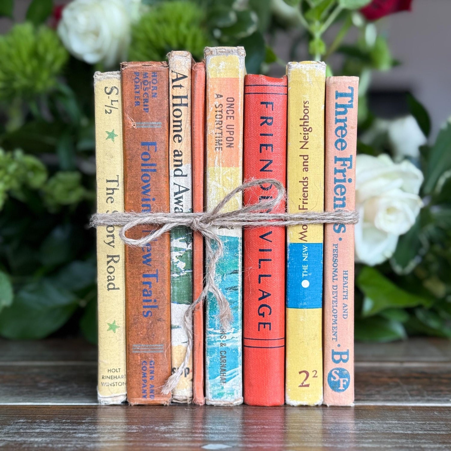 Vintage Orange and Yellow Elementary School Mid Century School Books - Pretty Old Books